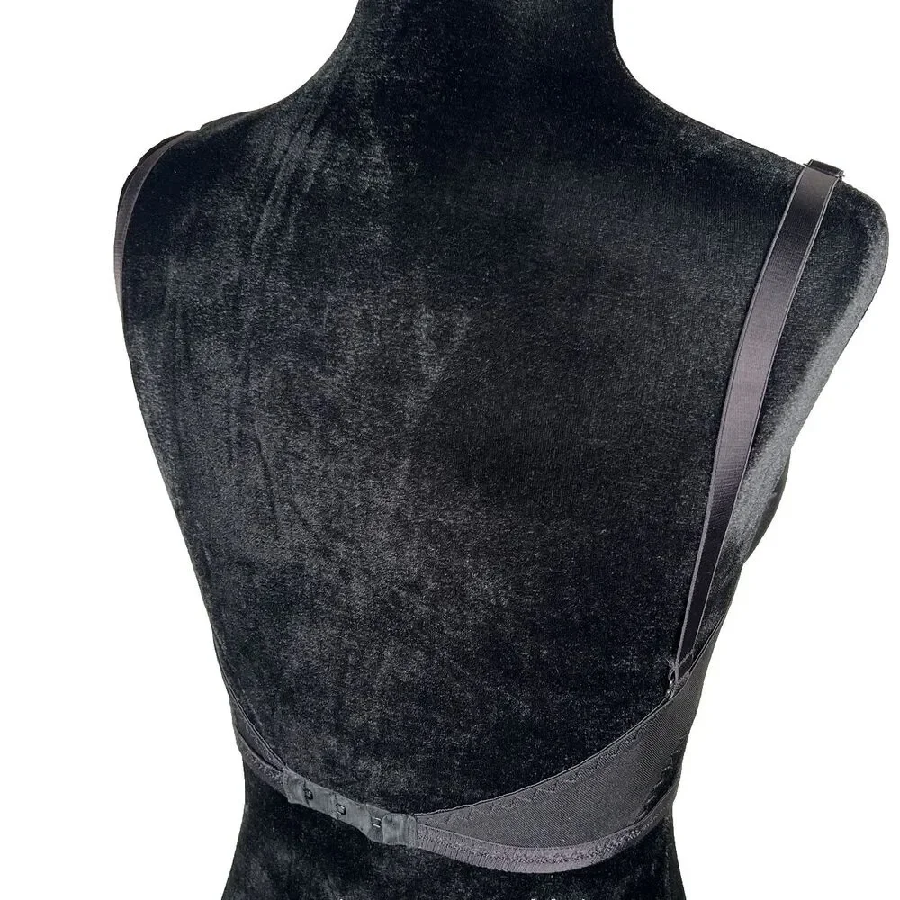 Cabernet Backless Bra 32B Black Low-Back Underwired Lined Cups Front Support